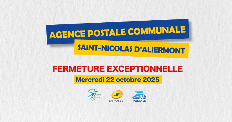 Fermeture exceptionnelle de l’Agence Postale Communale